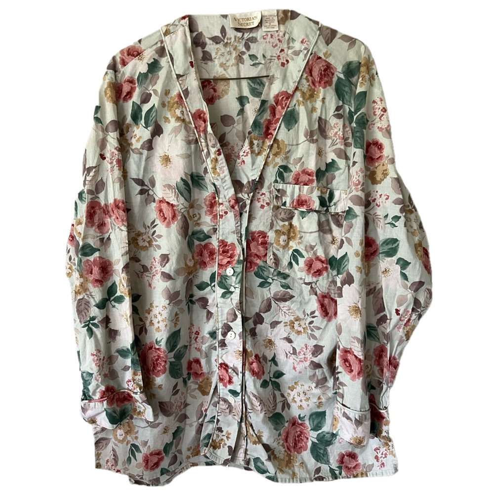 VTG Victoria's Secret Gold Label Floral Cotton Pajamas Cottagecore 90s Small
